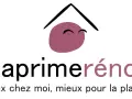 Logo Ma Prime Renov' violet, avec un toit stylisé et un visage souriant. "Mieux chez moi, mieux pour la planète.