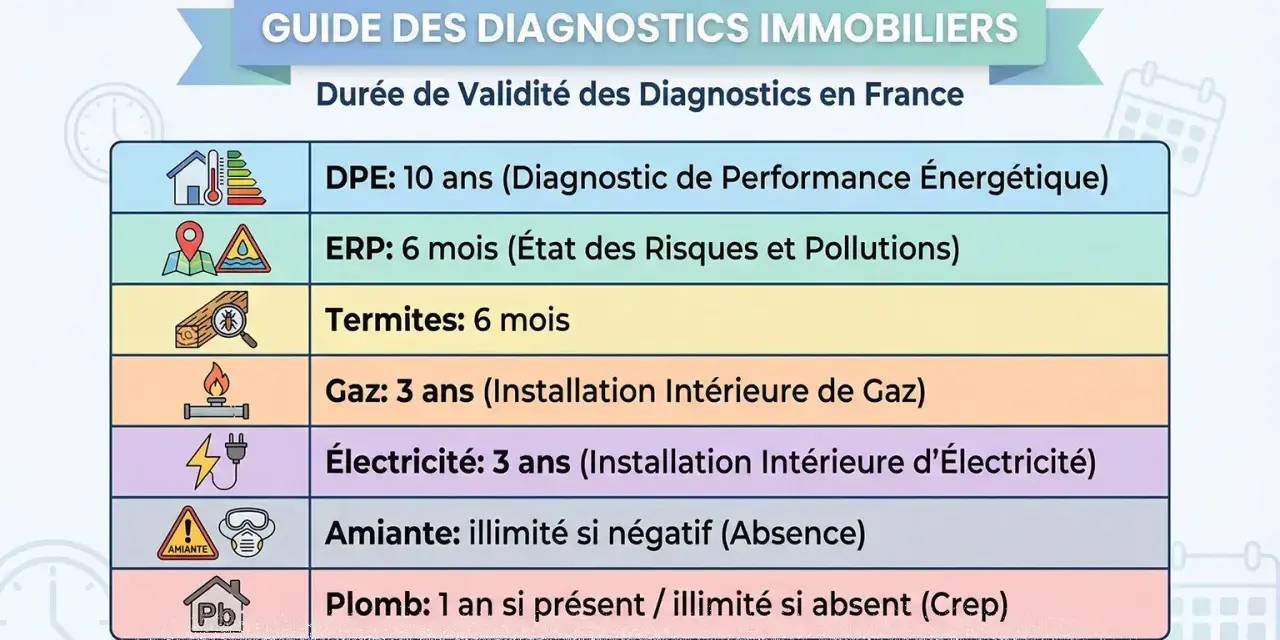 Guide des diagnostics immobiliers : combien de temps dure un diagnostic énergétique (DPE) ? 10 ans. D'autres diagnostics ont des durées plus courtes.