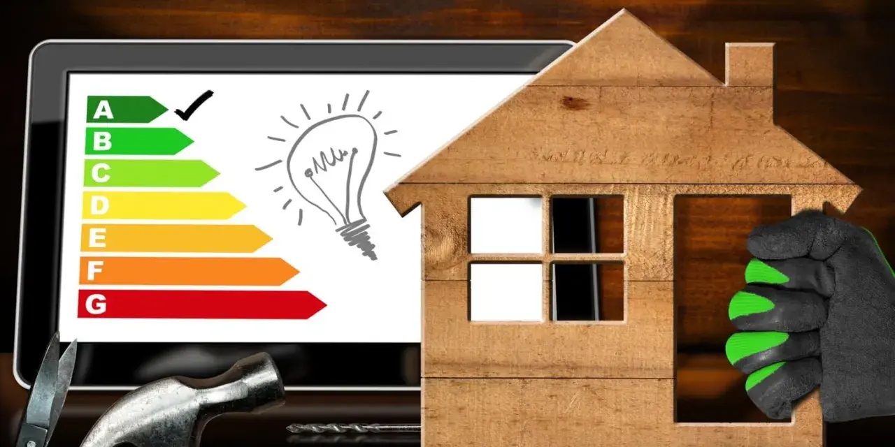 Améliorez l'efficacité énergétique de votre maison avec un prime renov radiateur. Outils de bricolage et étiquette énergie sur un écran.