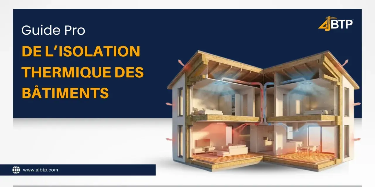 Coupe d'une maison montrant l'isolation thermique et la circulation de l'air chaud et froid.