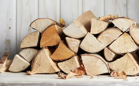 Un tas de bois de chauffage, prêt pour l'hiver. Le charme rustique du bois sec promet des soirées douillettes.