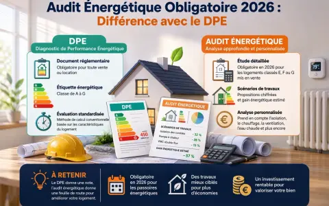 L'audit énergétique obligatoire en 2026 détaille les travaux pour améliorer la performance de votre logement, contrairement au DPE.