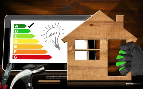 Améliorez l'efficacité énergétique de votre maison avec un prime renov radiateur. Outils de bricolage et étiquette énergie sur un écran.