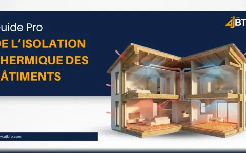 Coupe d'une maison montrant l'isolation thermique et la circulation de l'air chaud et froid.