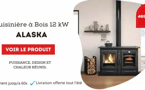 Cuisinière ALASKA, une merveille de cuisine au feu de bois alliant puissance et design. Parfait pour réchauffer votre foyer.