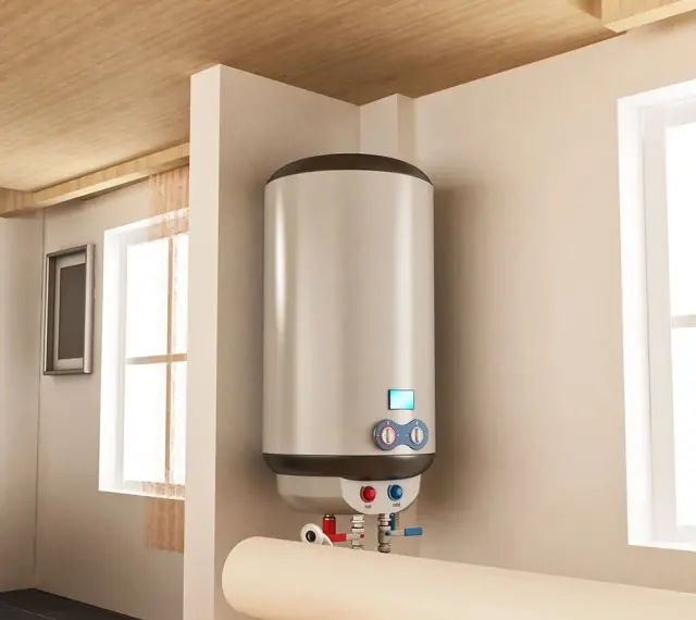 Chauffe eau thermodynamique moderne, installé dans une pièce lumineuse. Sa durée de vie est optimisée par son design et sa technologie.