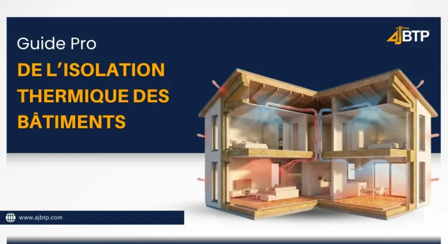 Coupe d'une maison montrant l'isolation thermique et la circulation de l'air chaud et froid.