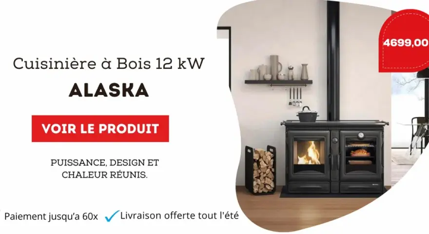 Cuisinière ALASKA, une merveille de cuisine au feu de bois alliant puissance et design. Parfait pour réchauffer votre foyer.